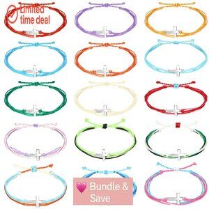 30 Pcs Adjustable Nylon Cross Friendship Bracelets Set for Women Men